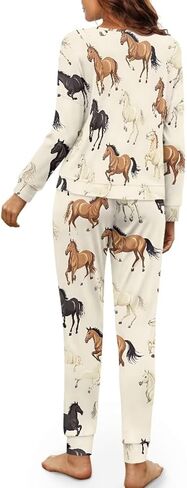 WHUVUMFY طقم صالة نسائي طويل الأكمام ناعم بيجامة مجموعات عادية 2 قطعة Pj الزي Crewneck ملابس خاصة مع جيوب حجم كبير in Kuwait