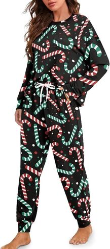 WHUVUMFY طقم صالة نسائي طويل الأكمام ناعم بيجامة مجموعات عادية 2 قطعة Pj الزي Crewneck ملابس خاصة مع جيوب حجم كبير in Kuwait