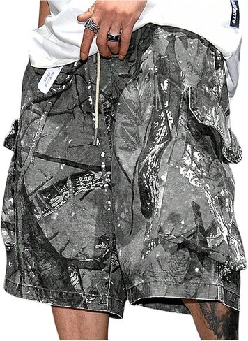 Shenhe Men Camo Print Y2K شورت الشحن الخفراء الهيب هوب شورت برمودا in Saudi Arabia