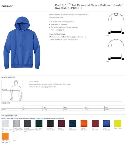 Port Company Tall Ultimate Pullover Hooded Sweatshirt Pc90Ht Athletic Heather in Saudi Arabia