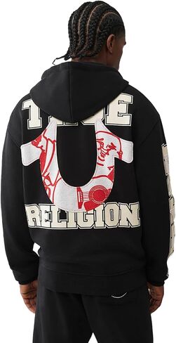 True Religion Men's Terry Applique Relaxed Hoodie – Pullover Sweatshirt in Saudi Arabia