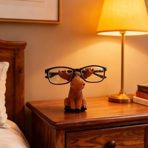 Alaiaiden Moose Eyeglass Holder Stand, Cute Phone Stand for Desk, Key Holder, Resin Sculptures for Entryway Home Office,Moose Decor Family Figurine, Nightstand in Saudi Arabia