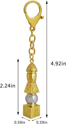 2025 Feng Shui 5 Element Pagoda with 8 Auspicious Objects Keychain Babao Tower Keychain w5659 in Saudi Arabia