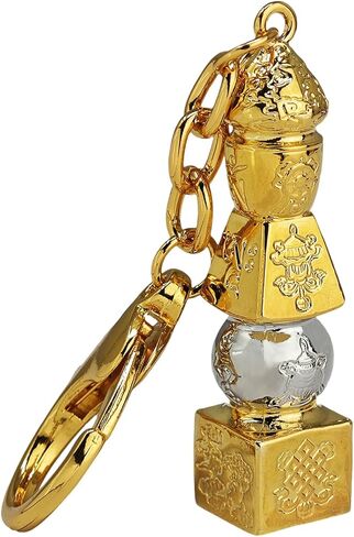 2025 Feng Shui 5 Element Pagoda with 8 Auspicious Objects Keychain Babao Tower Keychain w5659 in Saudi Arabia