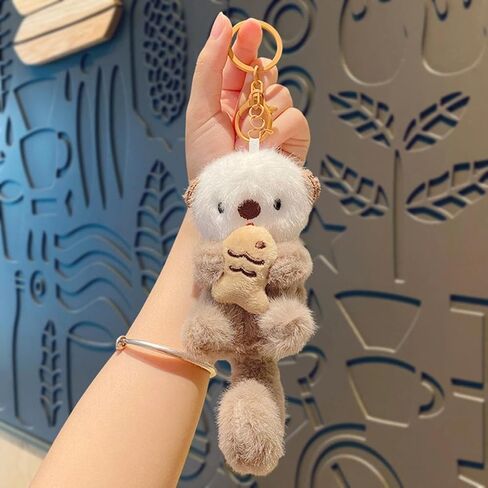 1Pc Otter Keychain Charm, Bag Charm, Cute Keychain, Suitable For Bags, Backpacks, Etc Otter Theme, A Must-have Item For Animal Lovers.(Khaki) in Saudi Arabia