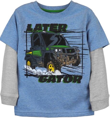 John Deere Blue Gray Long Sleeve Later Gator Toddler T-Shirt Sizes 2T 3T 4T in Saudi Arabia