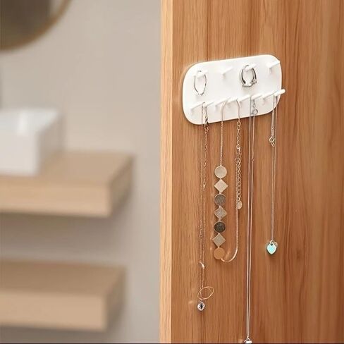 2PCS Wall Mounted Jewelry Organizer Storage Rack, White Plastic Earrings Necklace, Gifts, Bedroom-Bathroom-Kitchen-Decor in Saudi Arabia
