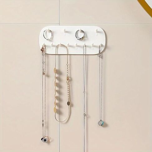 2PCS Wall Mounted Jewelry Organizer Storage Rack, White Plastic Earrings Necklace, Gifts, Bedroom-Bathroom-Kitchen-Decor in Saudi Arabia