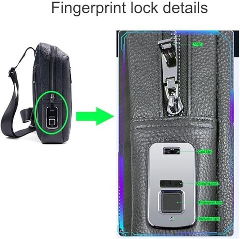 Welaso Fingerprint Lock Anti-Theft Leather Chest Bag Shoulder Bag Crossbody Bag in Saudi Arabia