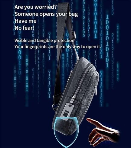 Welaso Fingerprint Lock Anti-Theft Leather Chest Bag Shoulder Bag Crossbody Bag in Saudi Arabia