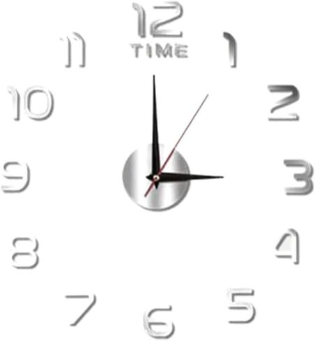 3D Mirror Wall Clock Large Modern DIY Sticker Clock for Home Office Living Room Bedroom Decor Silent in Saudi Arabia