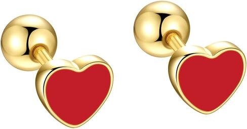 Valentines Heart Stud Earrings Red Enamel Tiny Small Stud Earrings for Women Fashionable Minimalist Chic Heart-shaped Earrings in Saudi Arabia