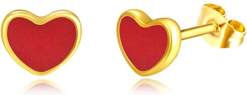 Valentines Heart Stud Earrings Red Enamel Tiny Small Stud Earrings for Women Fashionable Minimalist Chic Heart-shaped Earrings in Saudi Arabia