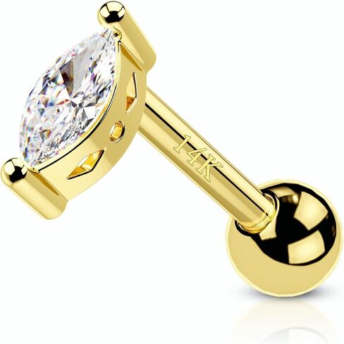 COCHARM 14K الذهب الحقيقي الغضروف قرط الاذن المرصع 16 جرام زركون اللولب مسمار خواتم للنساء الزنمة محارة الحديد in Saudi Arabia