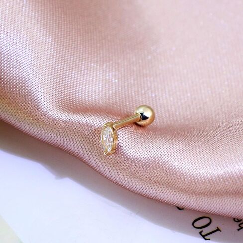 COCHARM 14K الذهب الحقيقي الغضروف قرط الاذن المرصع 16 جرام زركون اللولب مسمار خواتم للنساء الزنمة محارة الحديد in Saudi Arabia