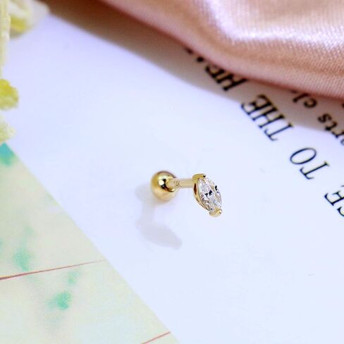 COCHARM 14K الذهب الحقيقي الغضروف قرط الاذن المرصع 16 جرام زركون اللولب مسمار خواتم للنساء الزنمة محارة الحديد in Saudi Arabia