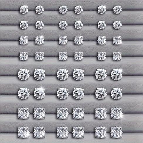 24Pcs Silver Plated White Cubic Zirconia Stud Earrings for Women Wedding Bridal Daily Evening Parties Wear Lightweight Jewelry Earring Gift for Her in Saudi Arabia