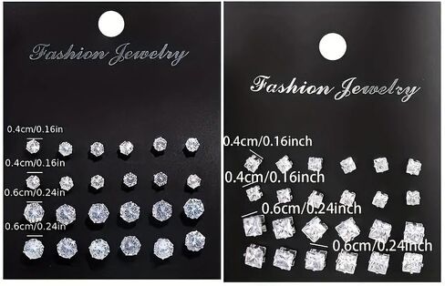 24Pcs Silver Plated White Cubic Zirconia Stud Earrings for Women Wedding Bridal Daily Evening Parties Wear Lightweight Jewelry Earring Gift for Her in Saudi Arabia