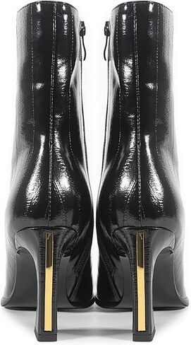 Chsfjwle Ankle Boots for Women,Pointed Toe Side Zipper Eel Pattern Unique Heel Shape High-Heel Boots in Saudi Arabia