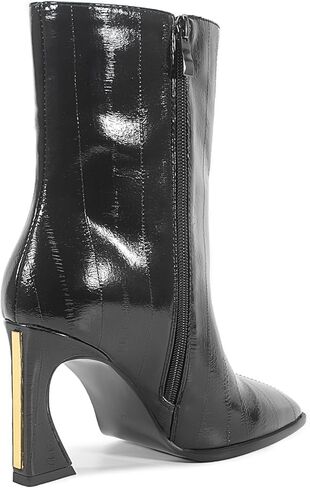 Chsfjwle Ankle Boots for Women,Pointed Toe Side Zipper Eel Pattern Unique Heel Shape High-Heel Boots in Saudi Arabia