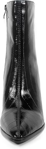 Chsfjwle Ankle Boots for Women,Pointed Toe Side Zipper Eel Pattern Unique Heel Shape High-Heel Boots in Saudi Arabia