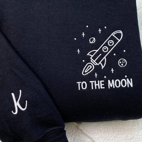 Custom To The Moon And Back Embroidered Hoodies – Matching Couple Hoodie Gift For Valentine or Anniversary in Saudi Arabia