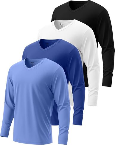 Baggyfly 4 Pack Men's Big and Tall Underscrub Tops, Comfort Long Sleeve V Neck Fitted Layering Shirt for Medical Uniforms in Kuwait