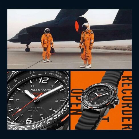 AREXTN Solar Powered Military Watch for Men, Rotating Bezel, Waterproof 164FT, Luminous, Silicone Strap in Saudi Arabia