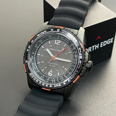 AREXTN Solar Powered Military Watch for Men, Rotating Bezel, Waterproof 164FT, Luminous, Silicone Strap in Saudi Arabia