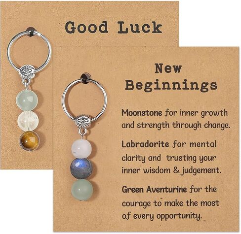 DHOEM 2 Pack Natural Crystals Keychain Gift for New Beginnings, Small Healing Stones Keychains for Anxiety Relief in Saudi Arabia