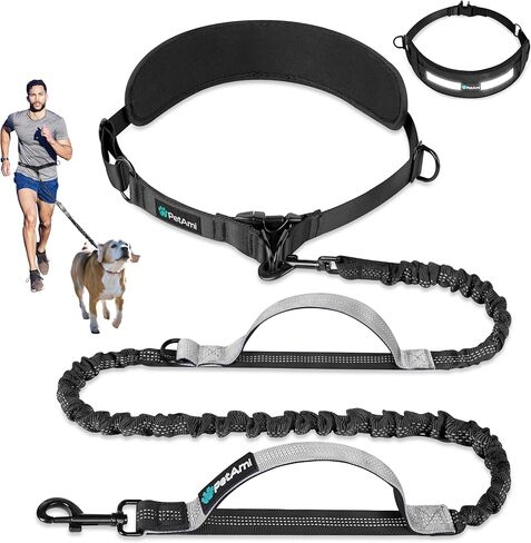 Petami Premium Hands Free Dog Consh ، حزام الخصر القابل للتعديل للكلاب الكبيرة التي تصل إلى 125 رطلاً ، مقودًا بونجي للركض للحيوانات الأليفة ، المشي لمسافات طويلة ، حزام أمان عاكس للركض ، ركوب الدراجات ، المقبض الأرجواني in Kuwait