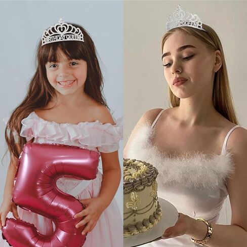 CURASA Silver Birthday Queen Sash and Crown for Girls Adult Woman Crystal Birthday Tiaras for Girls Princess Crowns Decoration for Party Gifts in Saudi Arabia