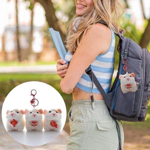 TECHPLUS Cute Guinea Pig Plush Keychain Bag Charm,Chinese New Year Backpack Charm with Lion Dance & Red Lucky Knot in Saudi Arabia