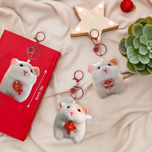 TECHPLUS Cute Guinea Pig Plush Keychain Bag Charm,Chinese New Year Backpack Charm with Lion Dance & Red Lucky Knot in Saudi Arabia