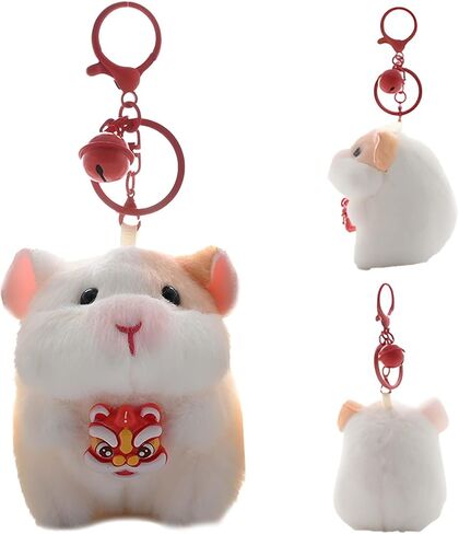 TECHPLUS Cute Guinea Pig Plush Keychain Bag Charm,Chinese New Year Backpack Charm with Lion Dance & Red Lucky Knot in Saudi Arabia