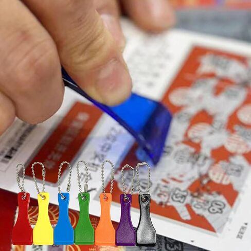 7-Piece Scratch Off Keychain Set, Multi Color Lottery Scratch Tool with Chain for Tickets, Games, and Contests in Saudi Arabia