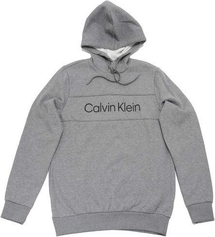Calvin Klein Men's Long Sleeve Iconic Logo Piping Pullover Hoodie, Medium Grey Heather,L - US in Saudi Arabia