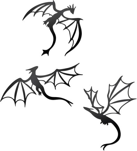 Prmstp 3 Set of Dragon Metal Wall Art,Dragon Wall Decor, Dragon Lover Gift,Fantasy Decorations for Living Room Bedroom Office… in Saudi Arabia