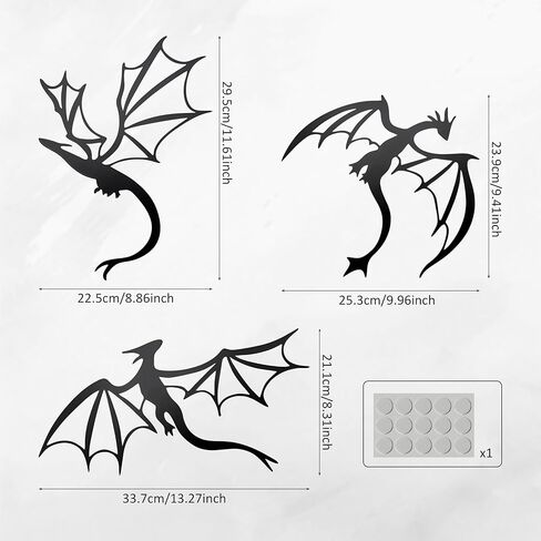 Prmstp 3 Set of Dragon Metal Wall Art,Dragon Wall Decor, Dragon Lover Gift,Fantasy Decorations for Living Room Bedroom Office… in Saudi Arabia