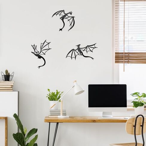 Prmstp 3 Set of Dragon Metal Wall Art,Dragon Wall Decor, Dragon Lover Gift,Fantasy Decorations for Living Room Bedroom Office… in Saudi Arabia