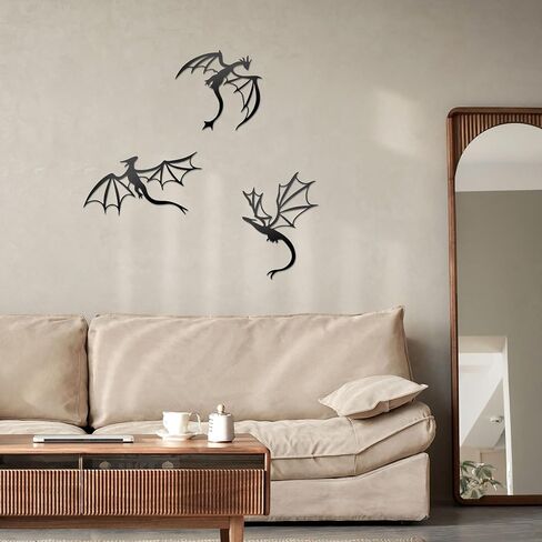 Prmstp 3 Set of Dragon Metal Wall Art,Dragon Wall Decor, Dragon Lover Gift,Fantasy Decorations for Living Room Bedroom Office… in Saudi Arabia