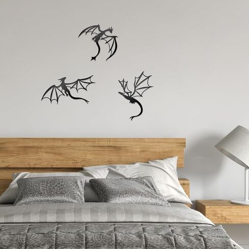 Prmstp 3 Set of Dragon Metal Wall Art,Dragon Wall Decor, Dragon Lover Gift,Fantasy Decorations for Living Room Bedroom Office… in Saudi Arabia