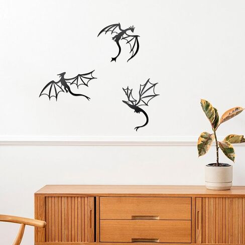 Prmstp 3 Set of Dragon Metal Wall Art,Dragon Wall Decor, Dragon Lover Gift,Fantasy Decorations for Living Room Bedroom Office… in Saudi Arabia