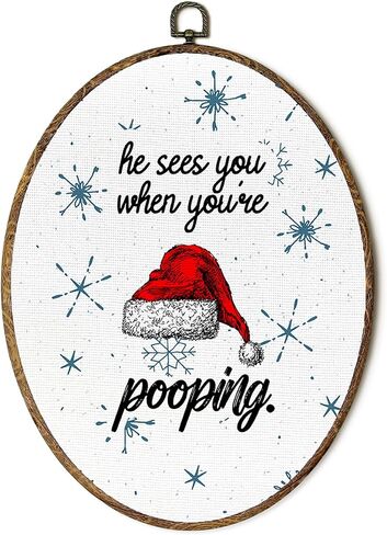 FSTCSV Christmas Santa Reindeer Oval Wall Art Framed, Winter Forest Christmas Santa Canvas Prints Wall Hanging Art, Vintage Rustic Xmas Snowy Winter Oval Walls Decor for Home Bedroom, 8.5x11.5in in Saudi Arabia