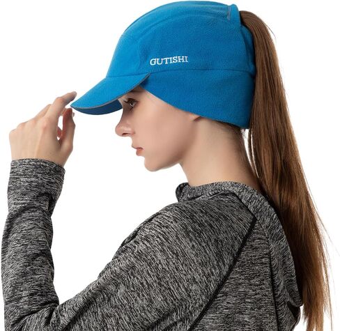 GUTISHI Ponytail Winter Hats for Women Reflective Fleece Ponytail Hat for Running Workouts in Saudi Arabia