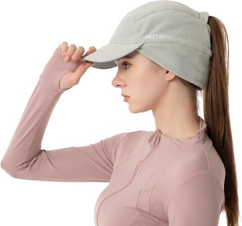 GUTISHI Ponytail Winter Hats for Women Reflective Fleece Ponytail Hat for Running Workouts in Saudi Arabia