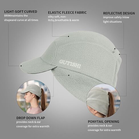 GUTISHI Ponytail Winter Hats for Women Reflective Fleece Ponytail Hat for Running Workouts in Saudi Arabia