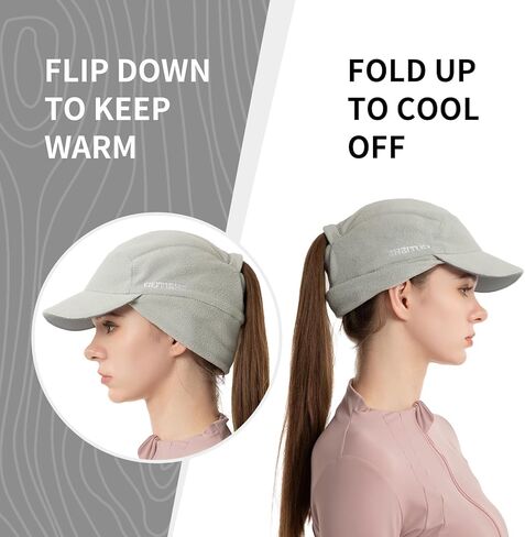 GUTISHI Ponytail Winter Hats for Women Reflective Fleece Ponytail Hat for Running Workouts in Saudi Arabia