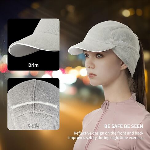 GUTISHI Ponytail Winter Hats for Women Reflective Fleece Ponytail Hat for Running Workouts in Saudi Arabia