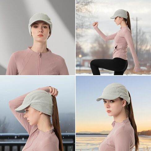 GUTISHI Ponytail Winter Hats for Women Reflective Fleece Ponytail Hat for Running Workouts in Saudi Arabia